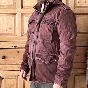 🔶 Lucky Brand mens coat, distressed burgundy, size M🔶